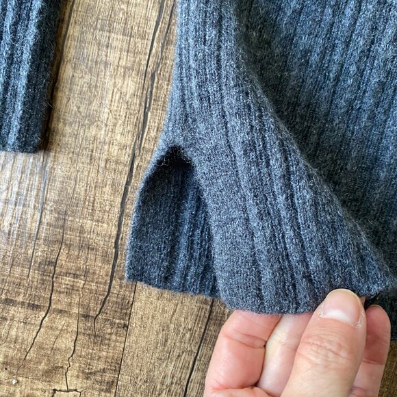 The Cashmere Project Ribbed Cardigan  in Chalkboard Heather, Size M - Picture 6 of 7